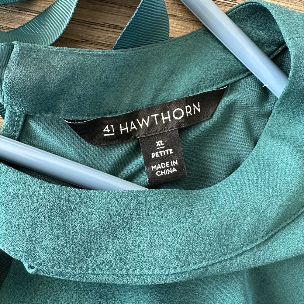 Teal Draped Blouse – 41 Hawthorn Sleeveless Top, Flowy & Flattering - Picture 3 of 5